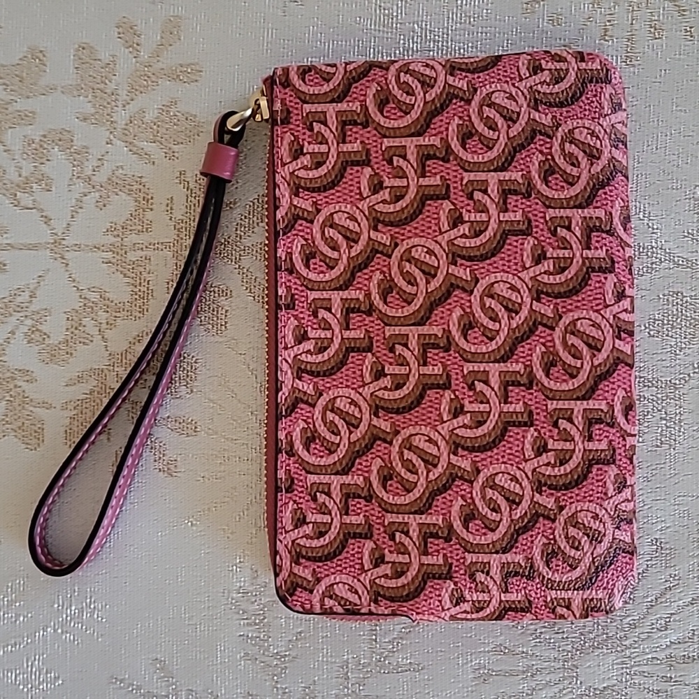 Coach Corner Zip Wristlet with Coach Monogram Print in Rogue NWOT - Picture 4 of 6